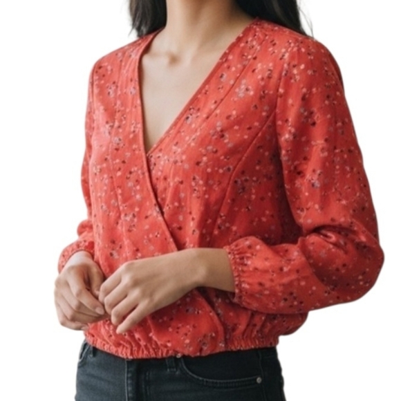 Sienna Sky Tops - Sienna Sky Coral Floral V-Neck Blouse